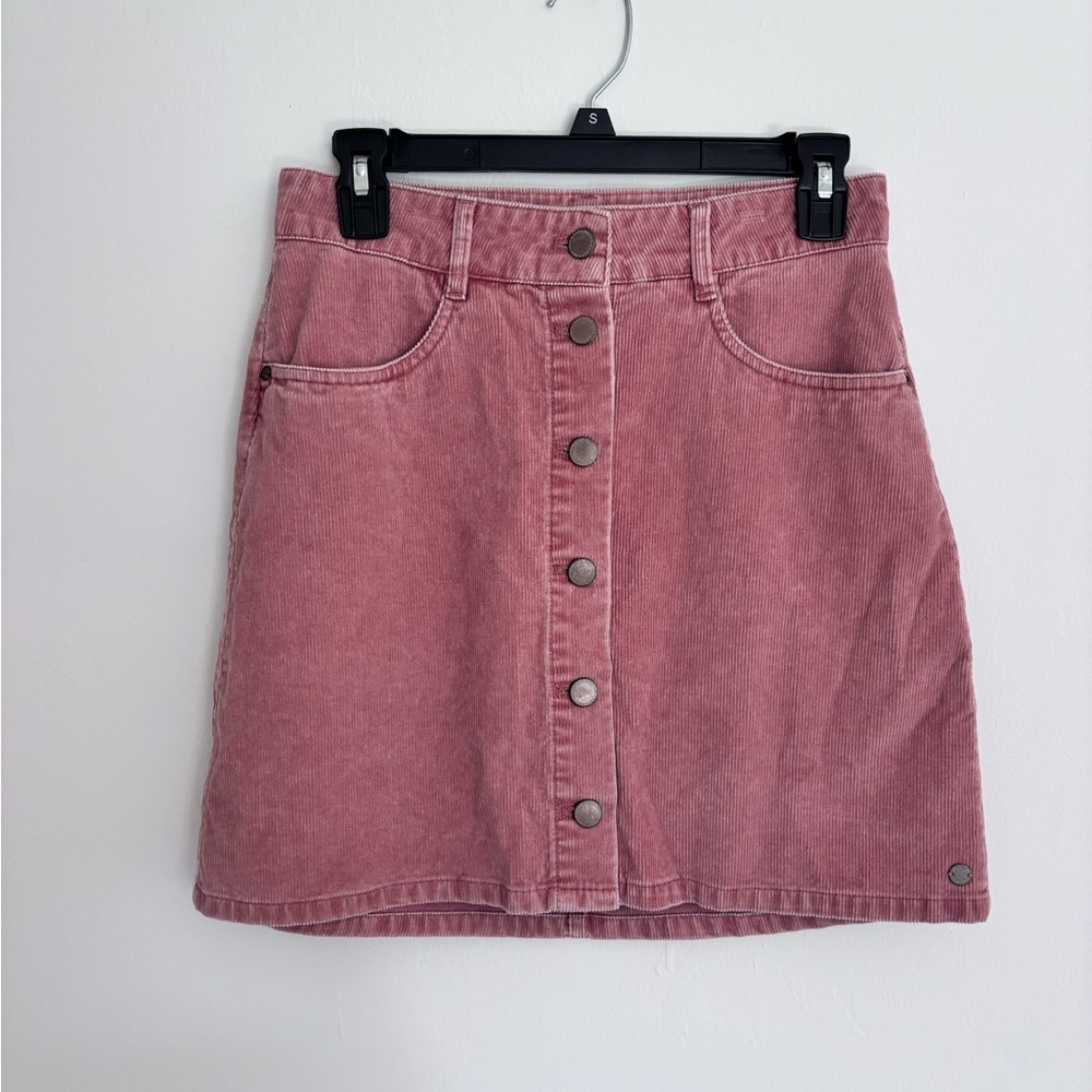 Roxy Skirt Size Small Unforgettable Fall Pink Corduroy Button Down NEW